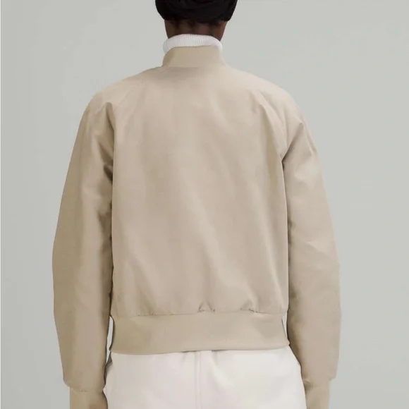 NWOT Lululemon Non-Stop Cotton Bomber Jacket, size 10, raw linen - Picture 2 of 13